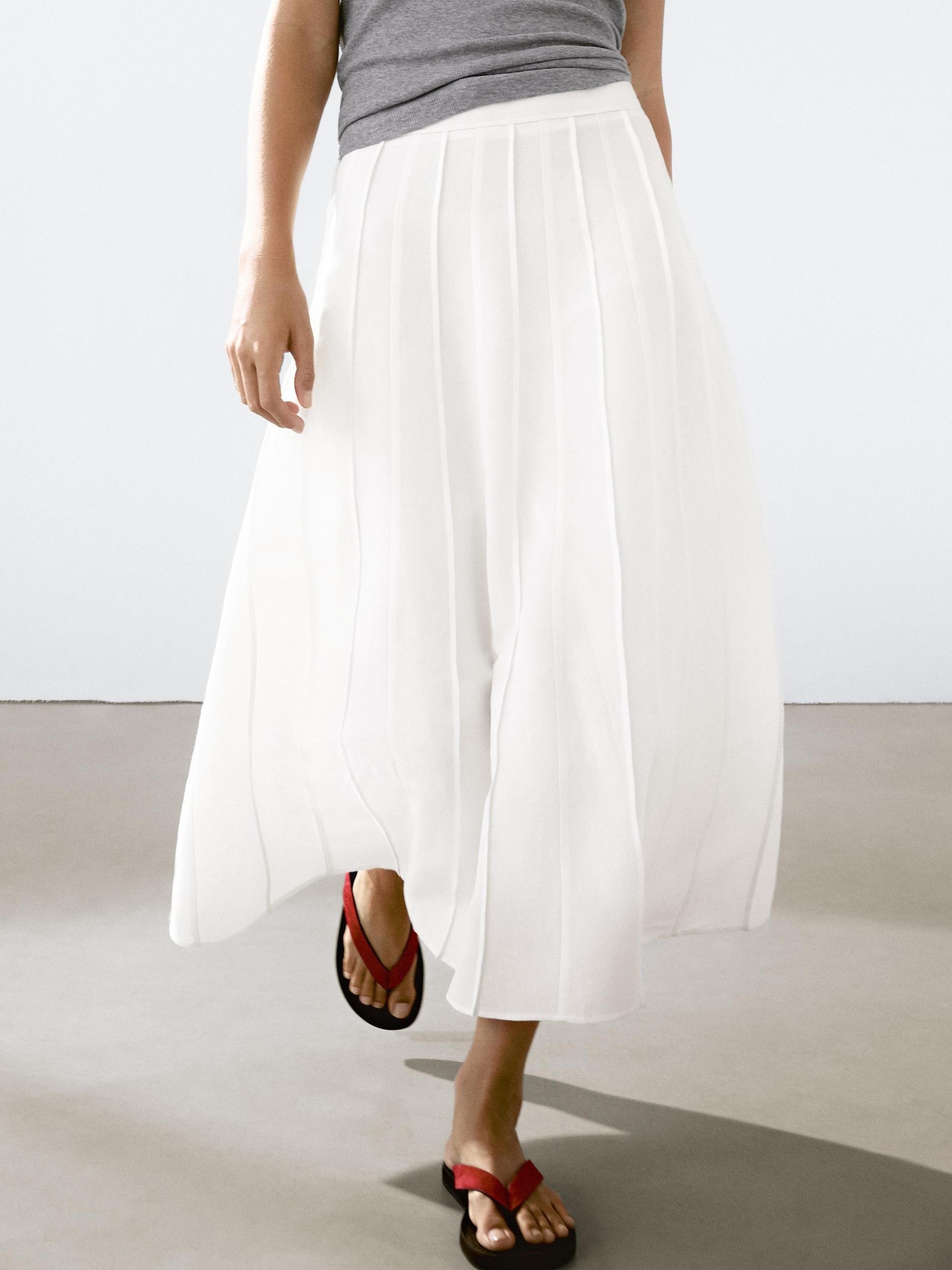 Flared midi skirt with seam details Product Image