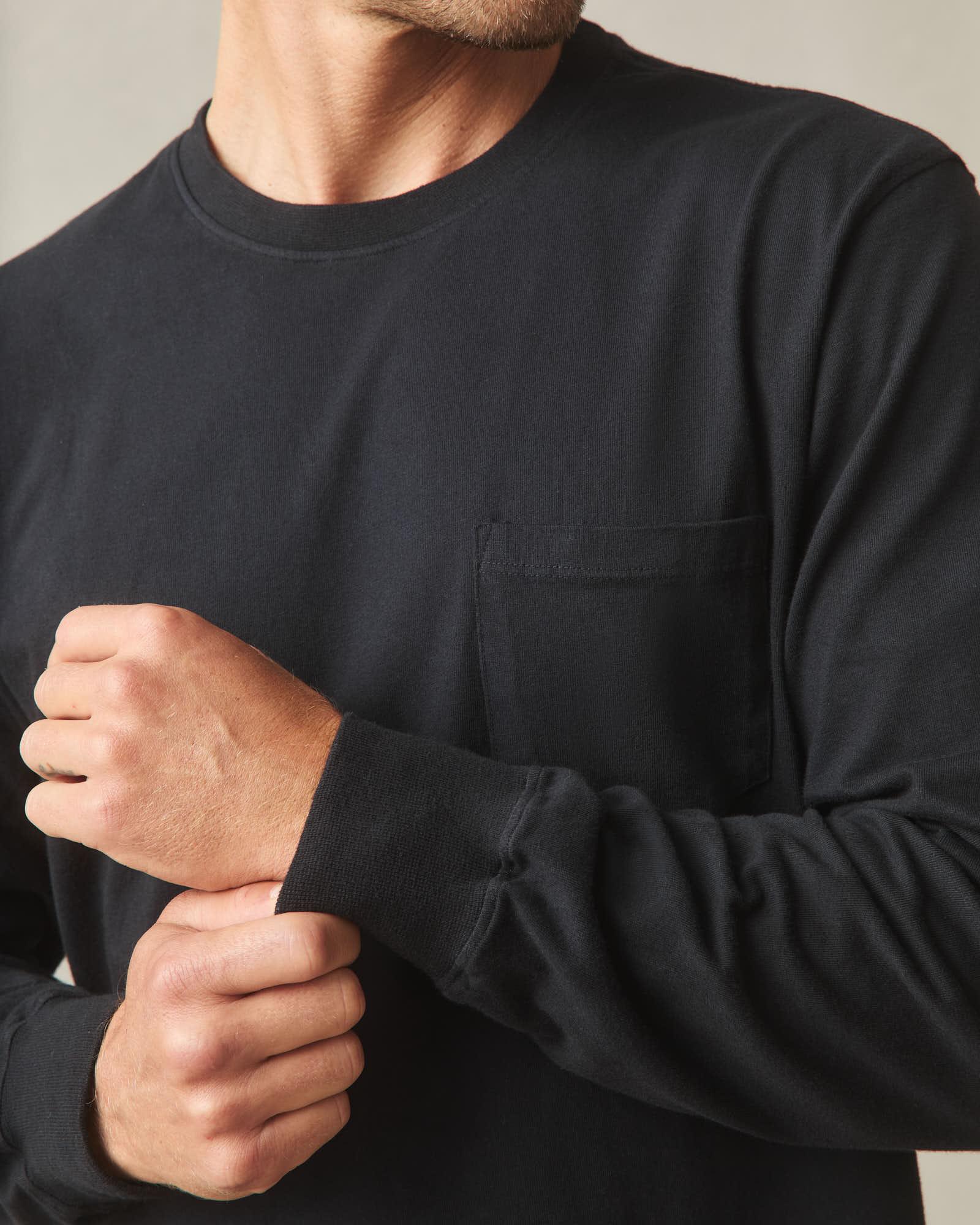Men's Long Sleeve Pocket Tee  - Black Product Image