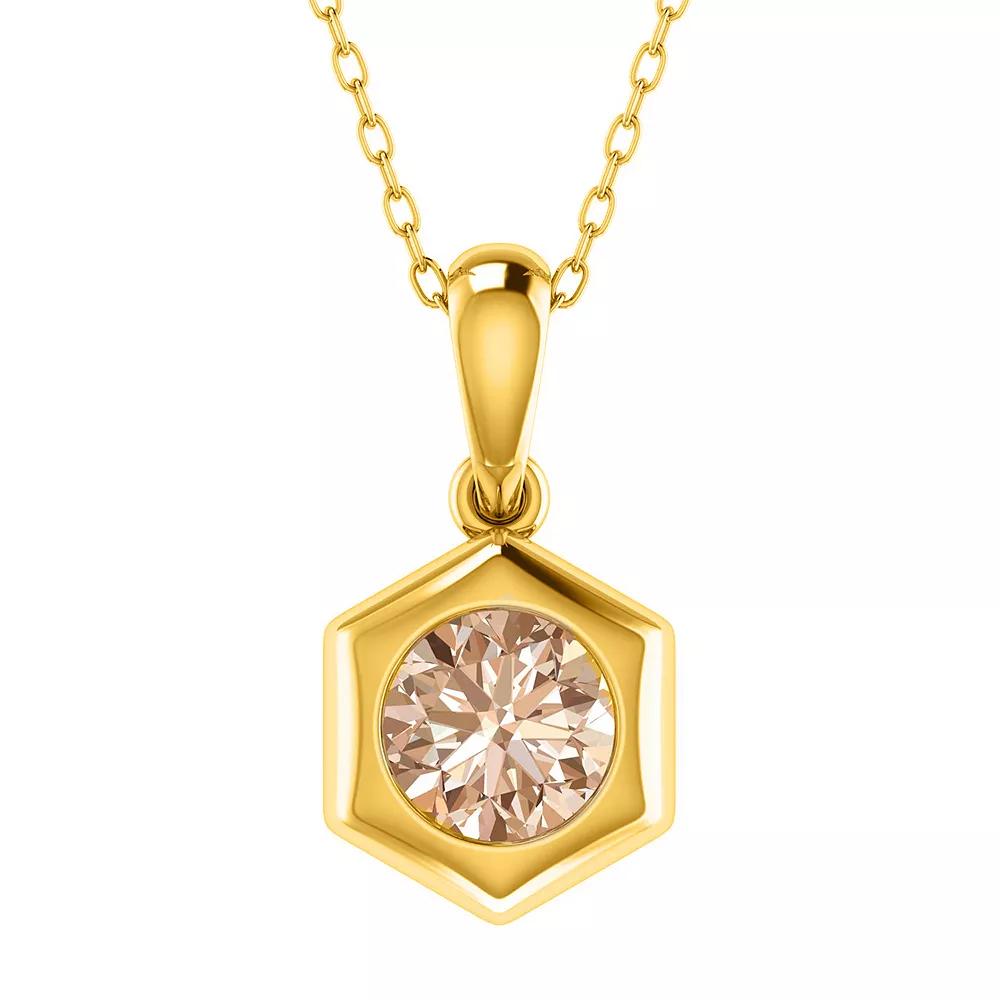 14k Gold 1 Carat T.W. Champagne Diamond Solitaire Pendant Necklace, Women's, Size: 18" Product Image
