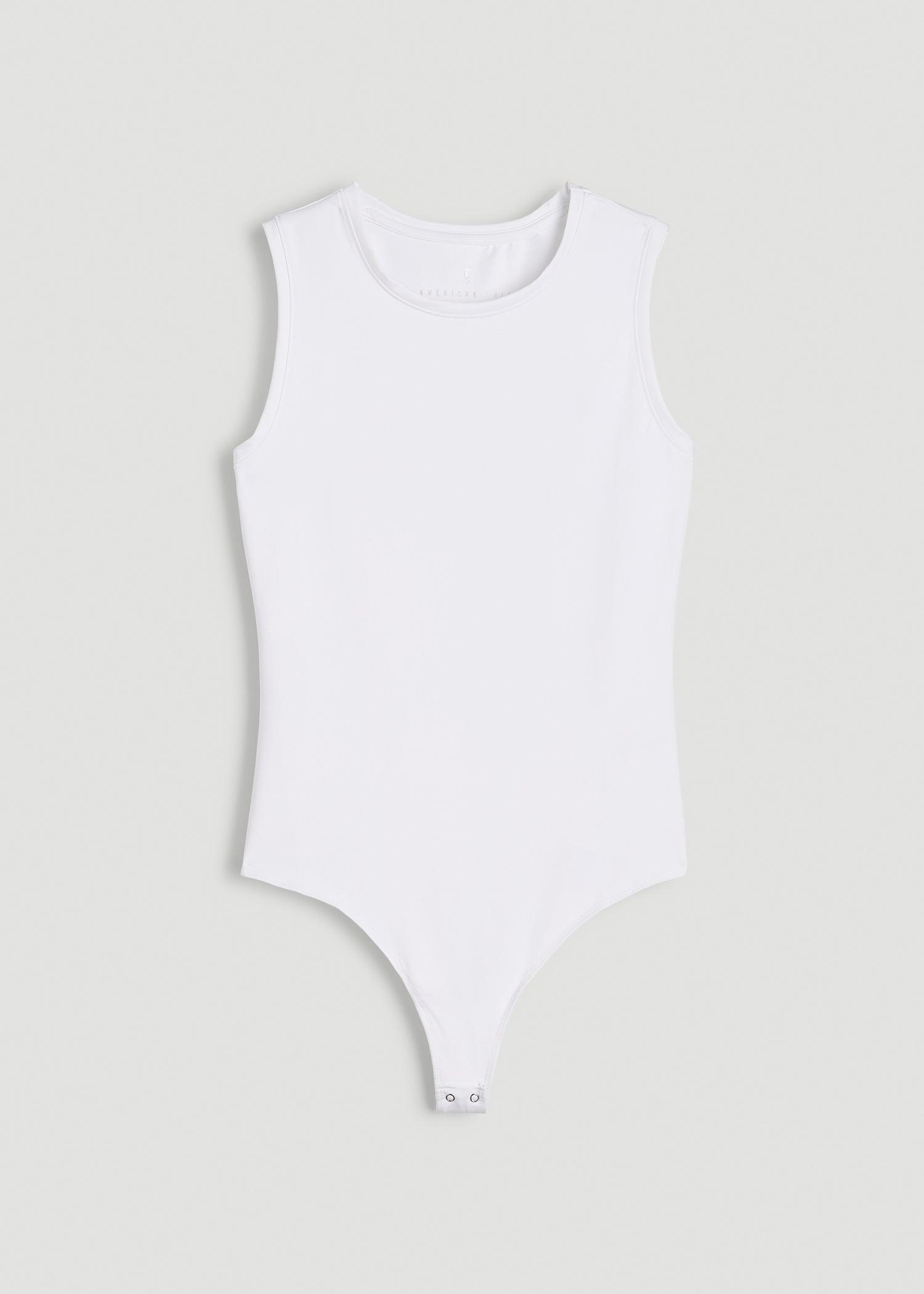 Sleeveless Crewneck Bodysuit for Tall Women in Bright White Female Product Image