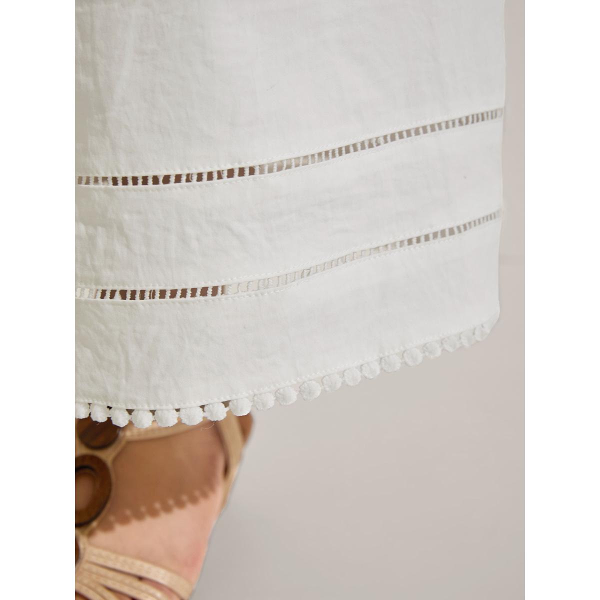 Plus Size Lace Trim Wide-Leg Tie Pants Women WhiteSmoke Boho Wide Leg Mid Rise Vacation Pants BloomChic 14-16/1X Product Image