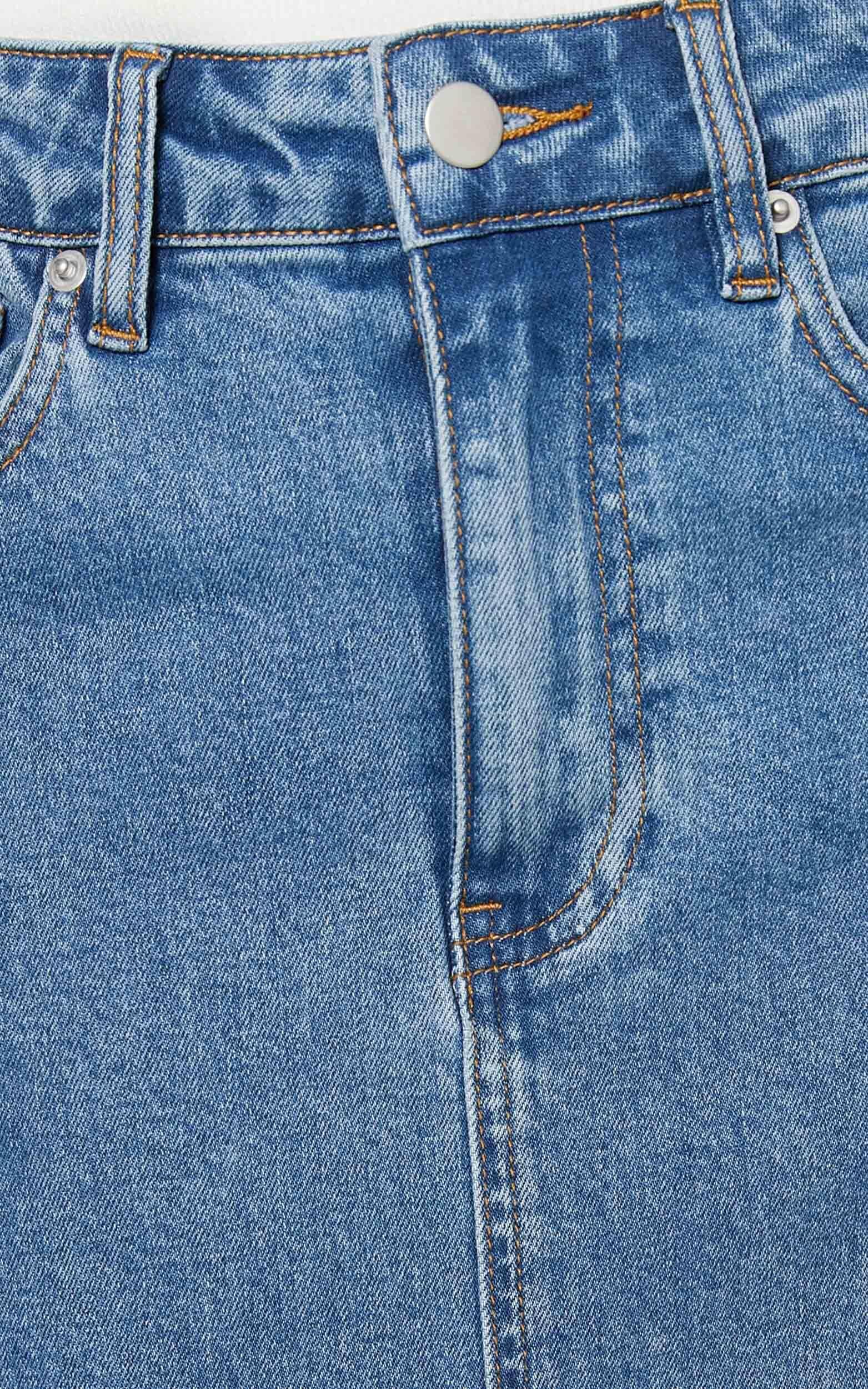 Anaya Midi Skirt - Denim Skirt in Mid Blue Wash Product Image