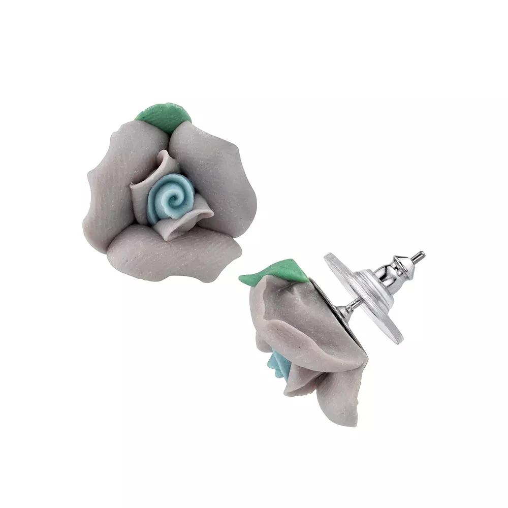 1928 Porcelain Rose Stud Earrings, Women's, Beige Product Image