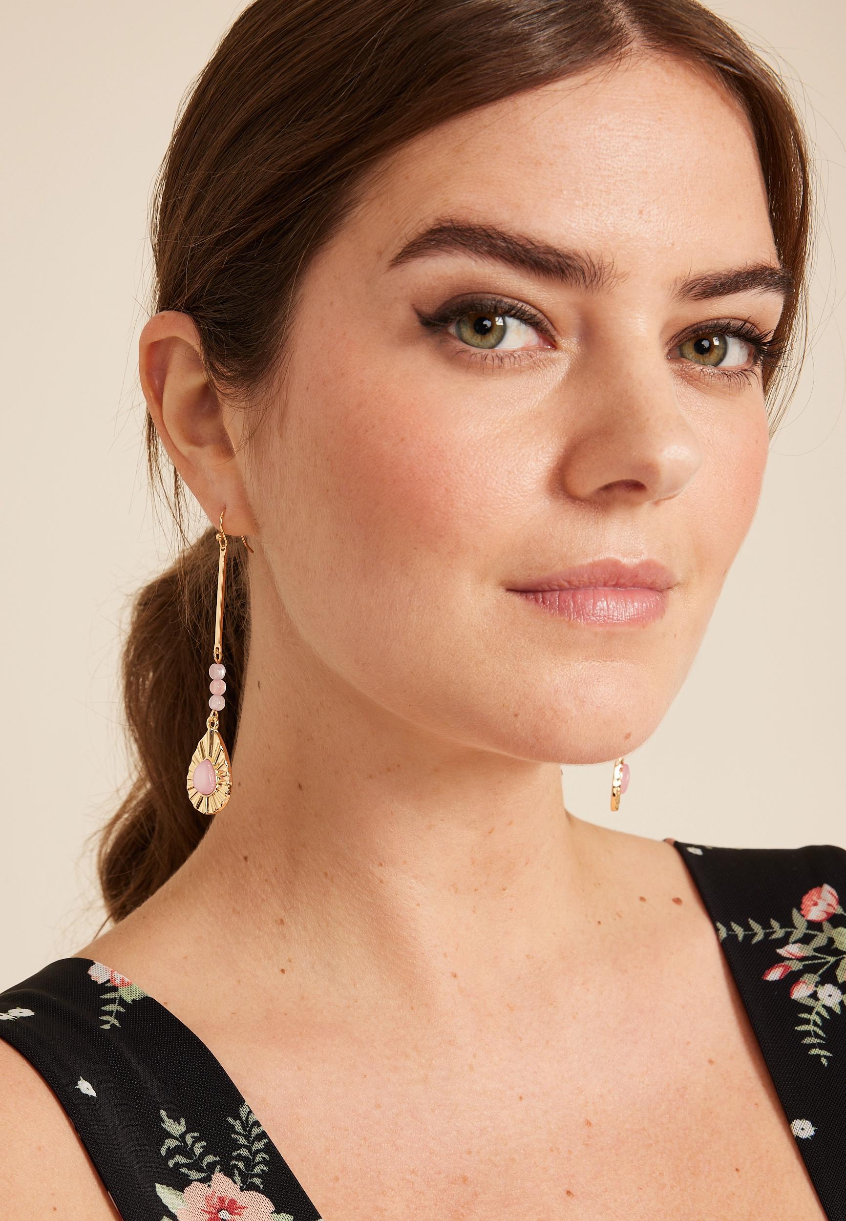 Gold Sunburst Drop Earrings Product Image