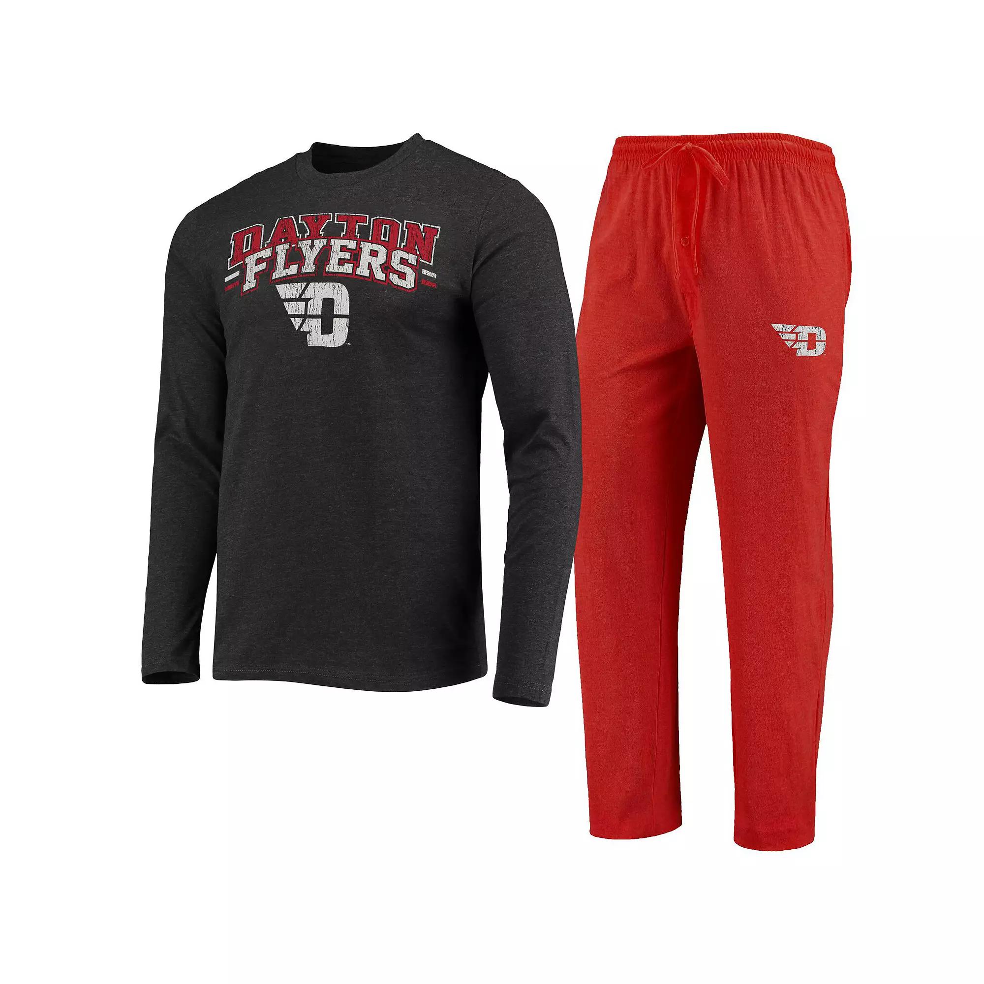 Men's Concepts Sport Red/Heathered Charcoal Dayton Flyers Meter Long Sleeve T-Shirt & Pants Sleep Set,  Product Image