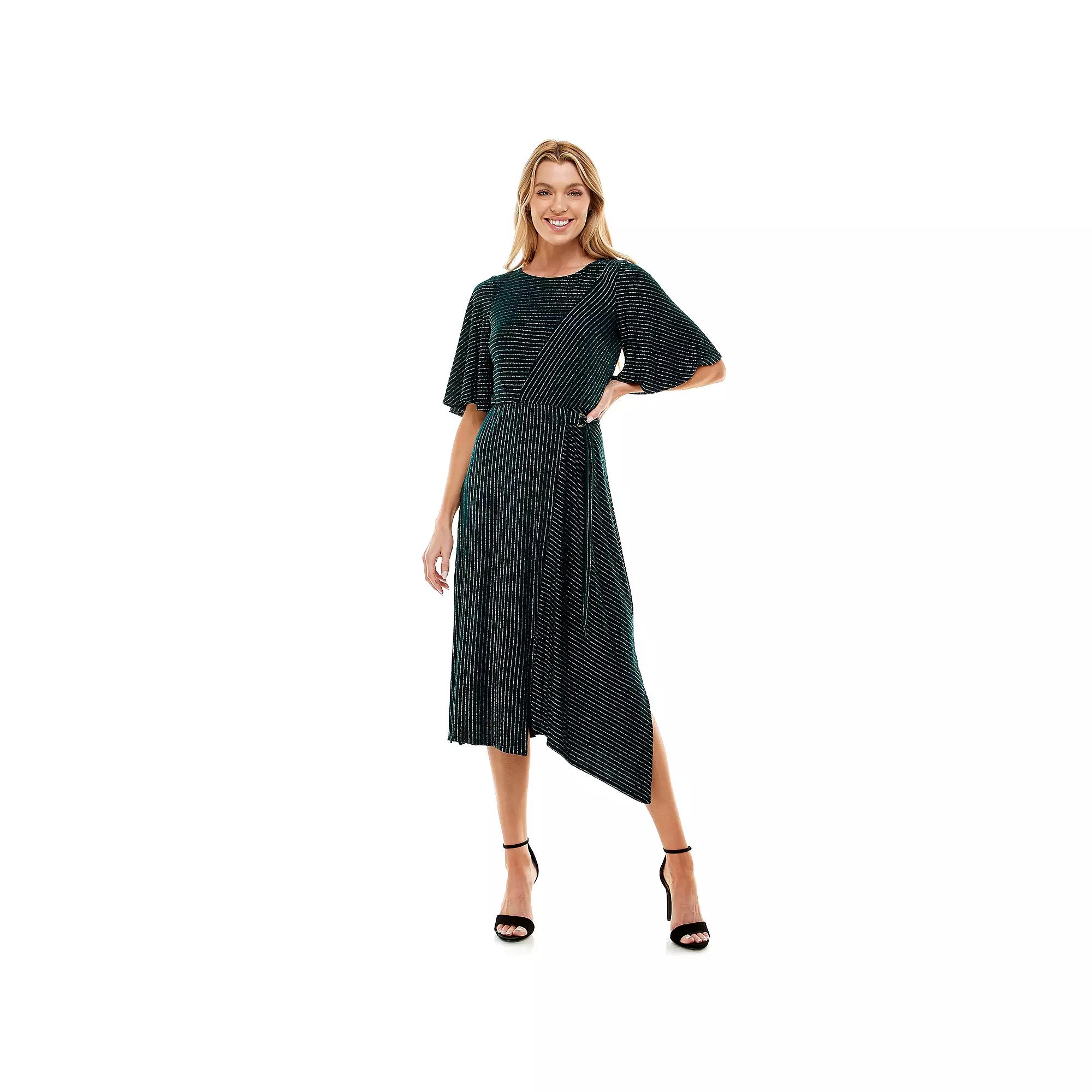 Women's Luxology Textured Asymmetrical Midi Dress,  Product Image