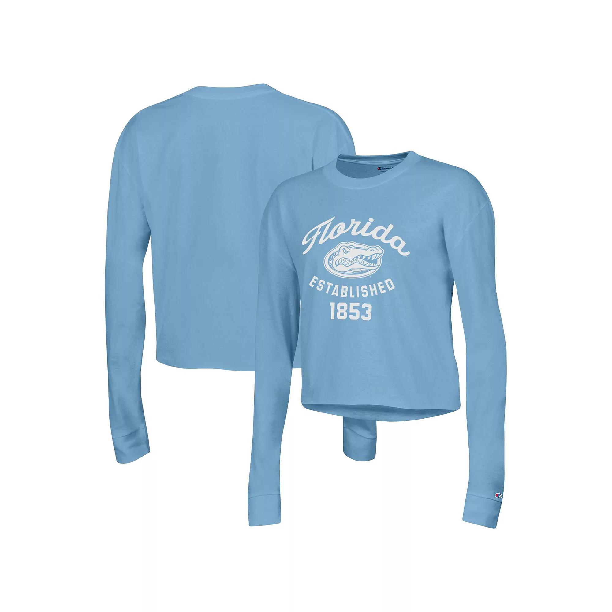 Women's Champion Blue Florida Gators Boyfriend Cropped Long Sleeve T-Shirt,  Product Image