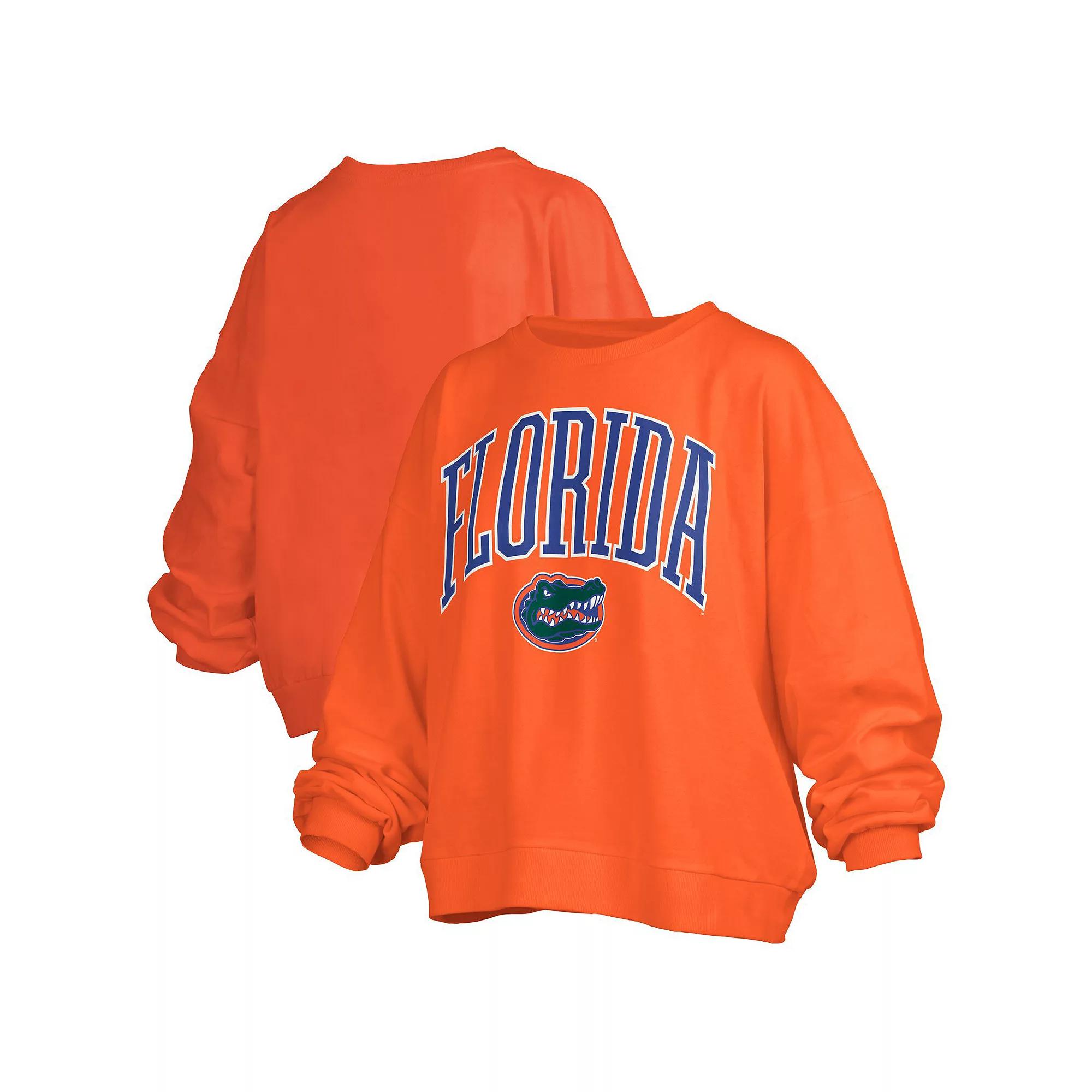 Women's Pressbox Orange Florida Gators Janise Arch Over Logo Waist Length Oversized Pullover Sweatshirt, Size: 2XL Product Image