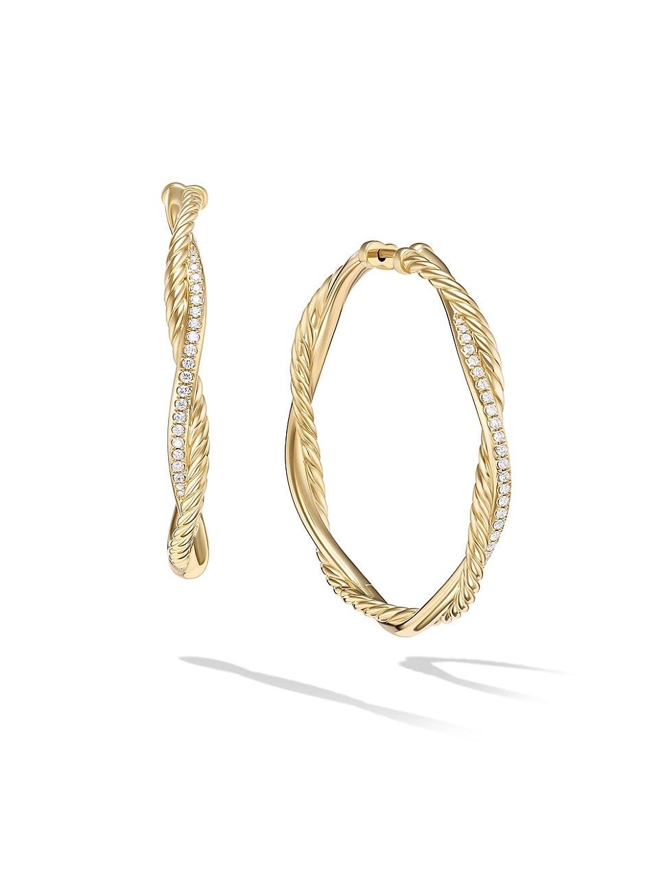 Womens Infinity Hoop Earrings in 18K Yellow Gold with Diamonds, 42MM Product Image