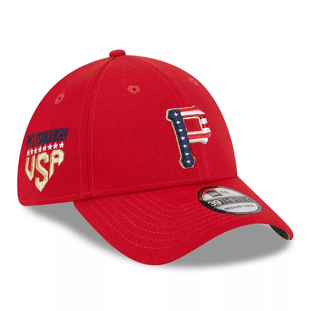 Men's New Era  Red Pittsburgh Pirates 2023 Fourth of July 39THIRTY Flex Fit Hat, Size: Medium/Large Product Image