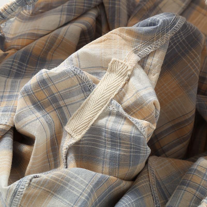 Drawstring Waist Plaid Lounge Pants Product Image