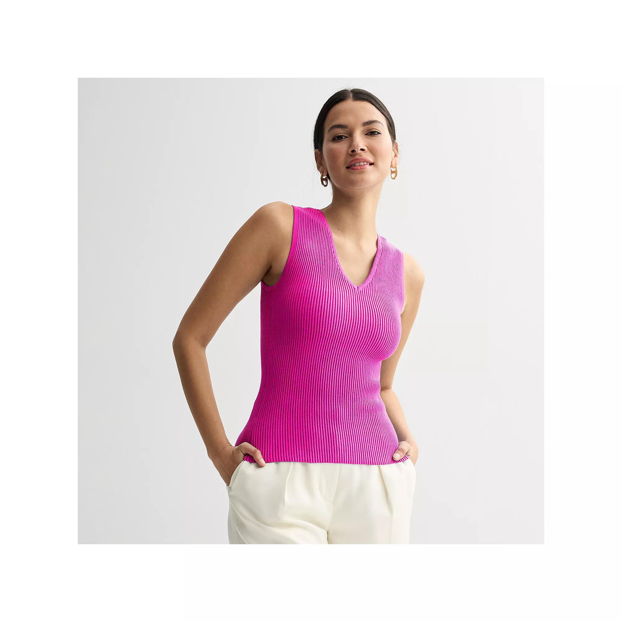 Women's Nine West Fitted Sweater Sculpt V-Neck Tank Top,  Product Image