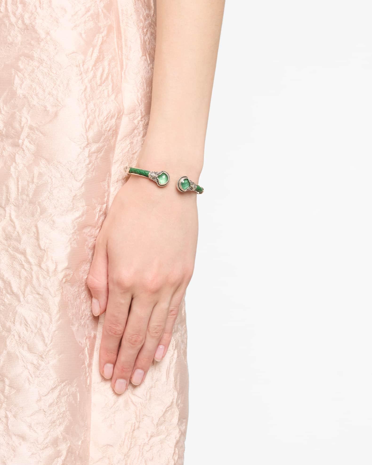 Ivy Rock Crystal, Aventurine and MOP Triplet Cuff Bracelet  Product Image