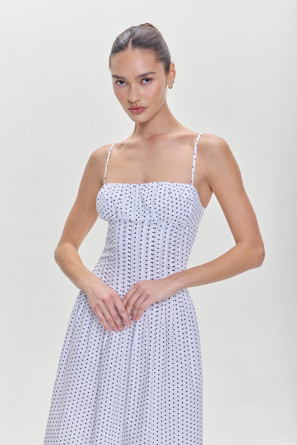 Reign Polka Dot Maxi Dress - White Polka Dot Product Image