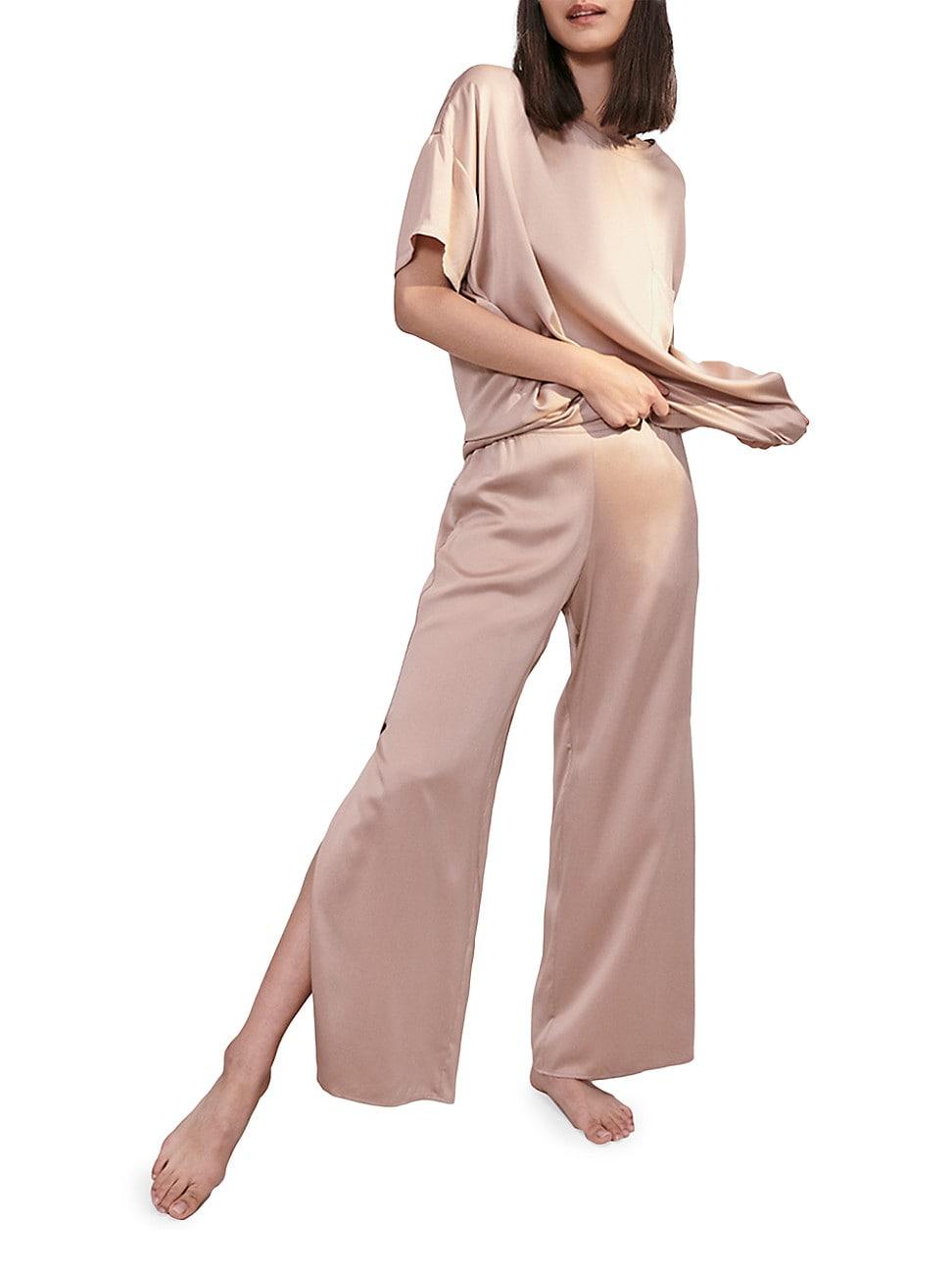 Womens Washable Silk T-Shirt & Pants Pajamas Product Image
