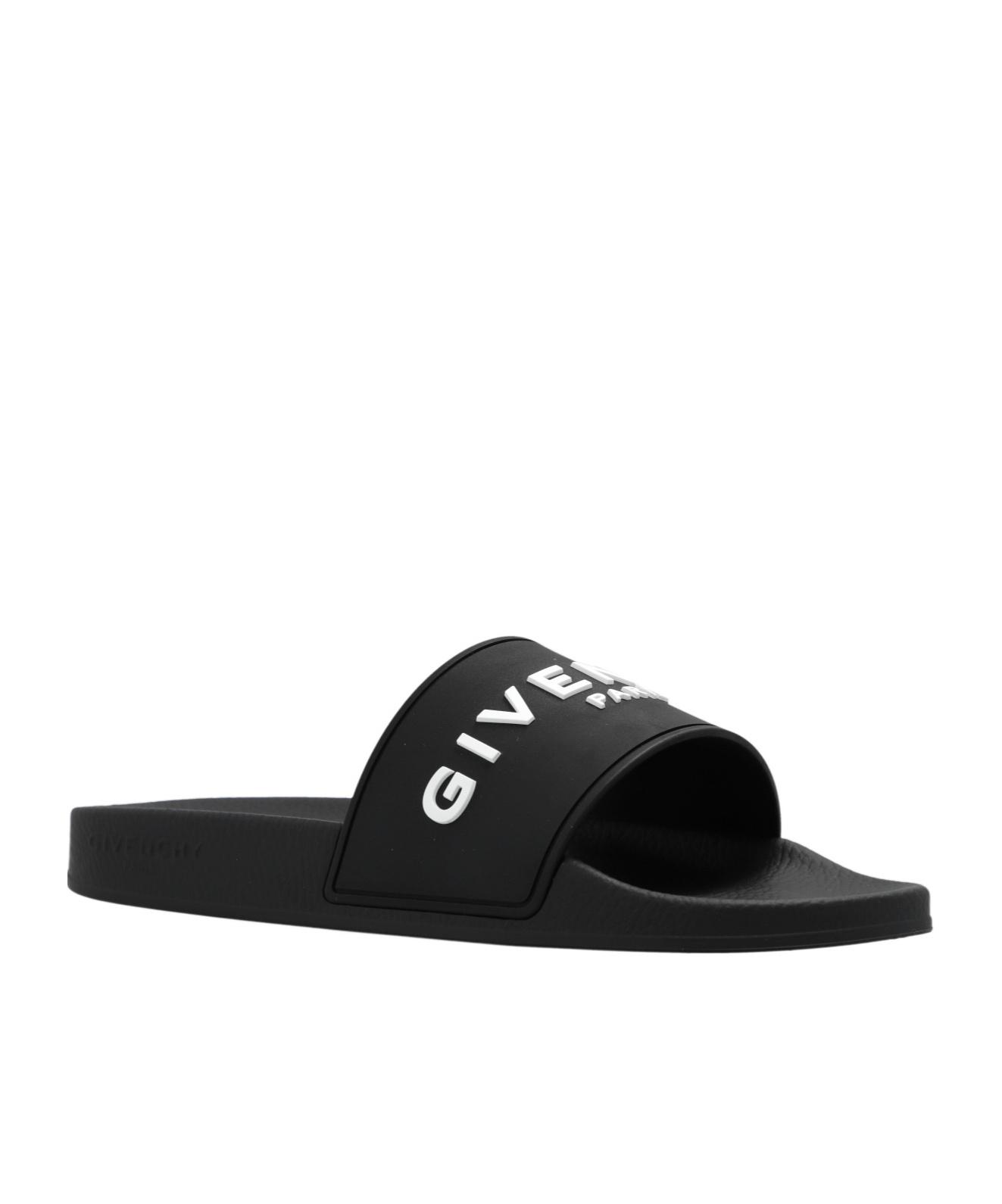 Black Logo-Print Pool Slides Product Image