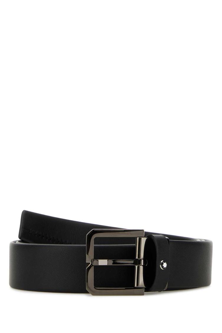 MONTBLANC Men Black Leather Belt Product Image