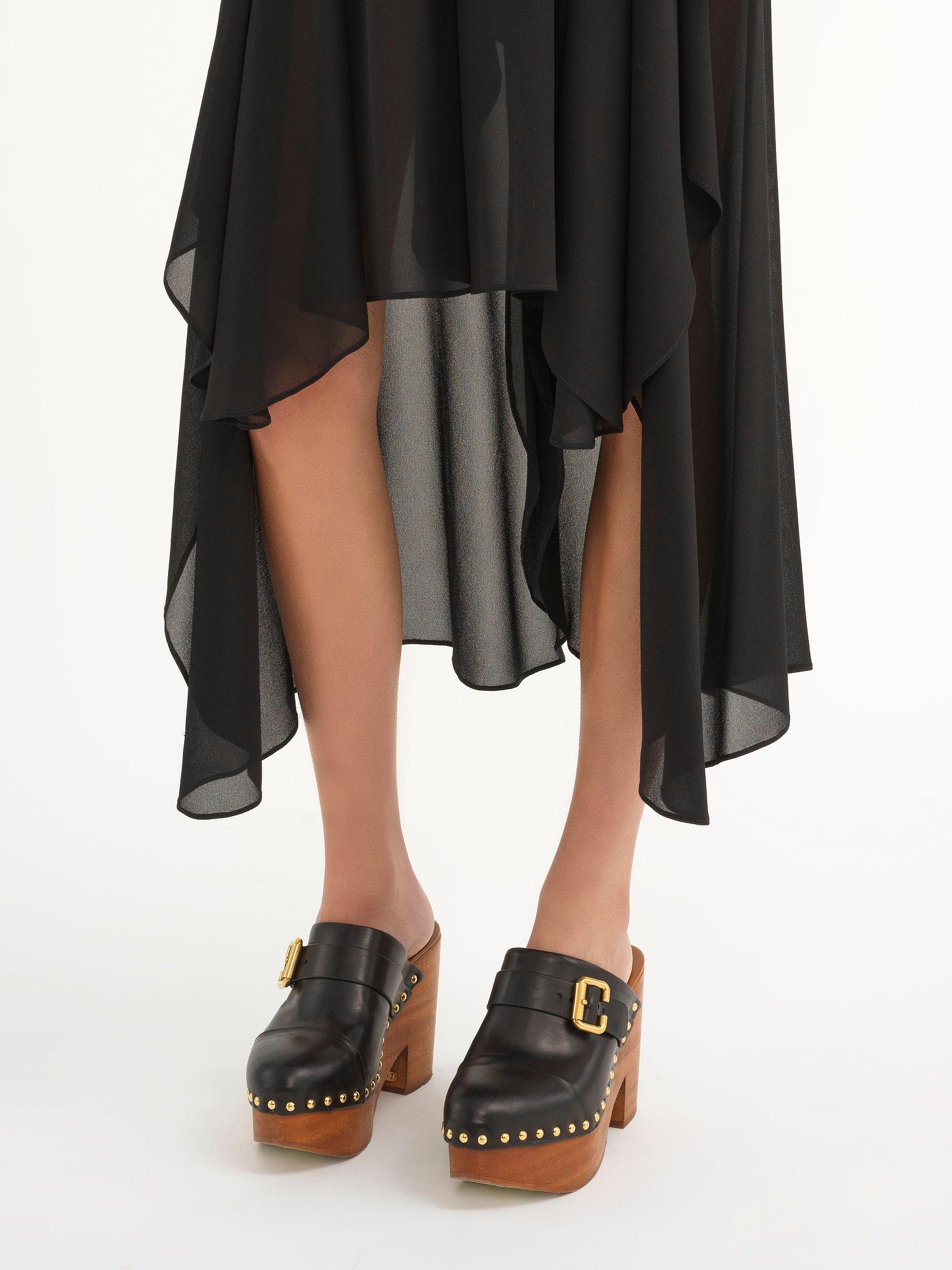 Fluid volant shorts in silk georgette Product Image