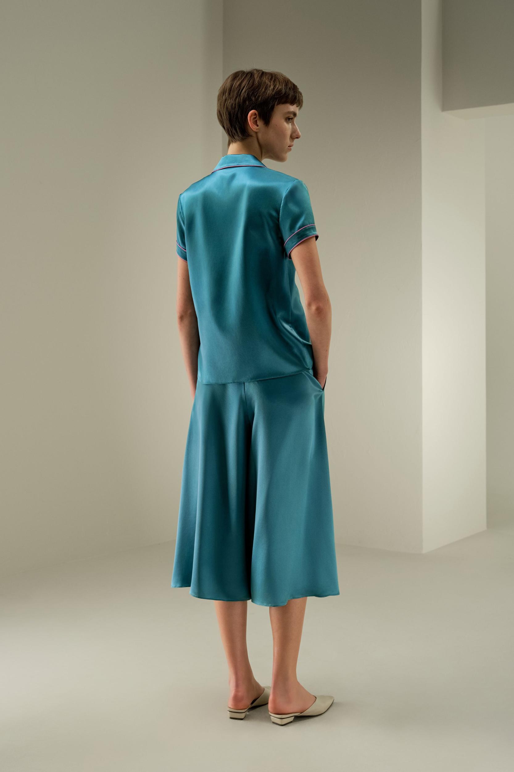 LSxES Contrast-Trimmed Silk Shirt Product Image