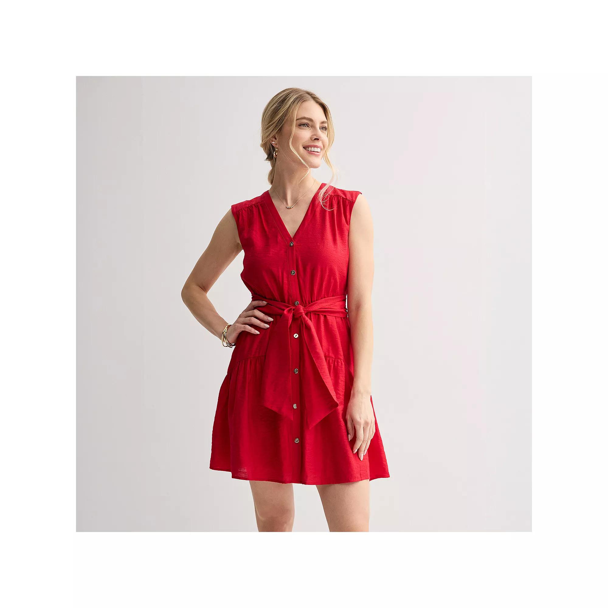 Women's Nine West Button Front Mini Dress, Size: XL, Heartless Product Image