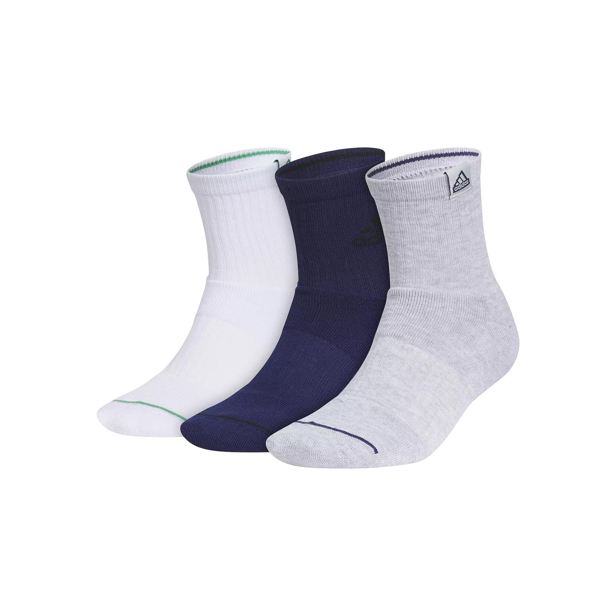 Men's adidas 3-Pack Cushioned Sport 2.0 High Quarter Sock, Size: 6-12, White Blue Grey Product Image