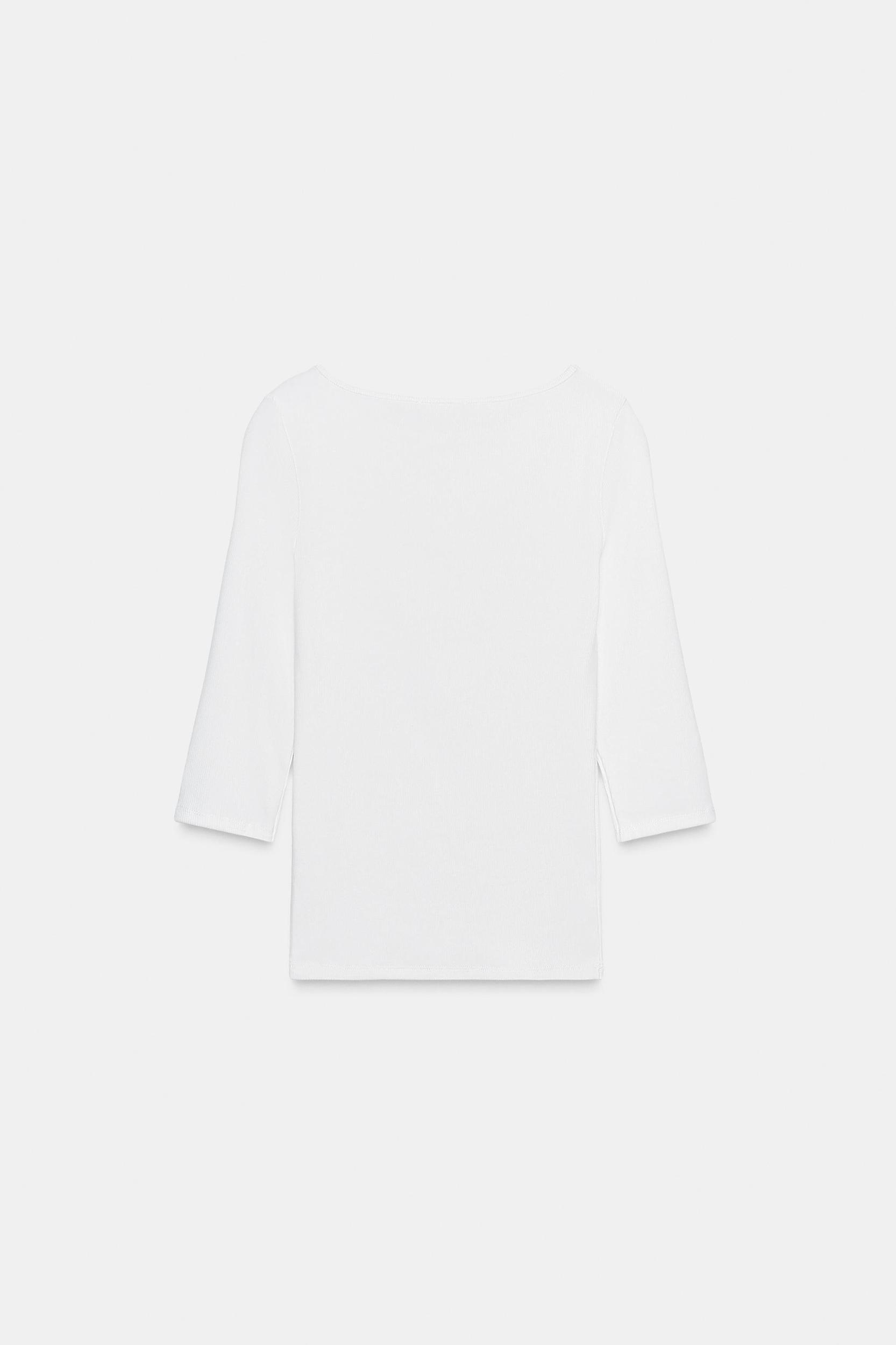 COTTON BOAT NECK T-SHIRT Product Image