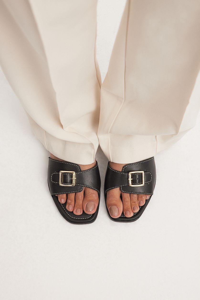 Leather Buckle Slippers Product Image