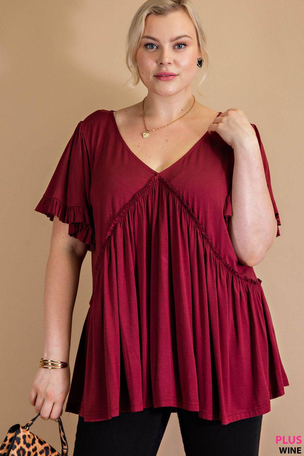 7275   Gracie Bell Sleeve Ruffle Top - Reg & Plus! Product Image