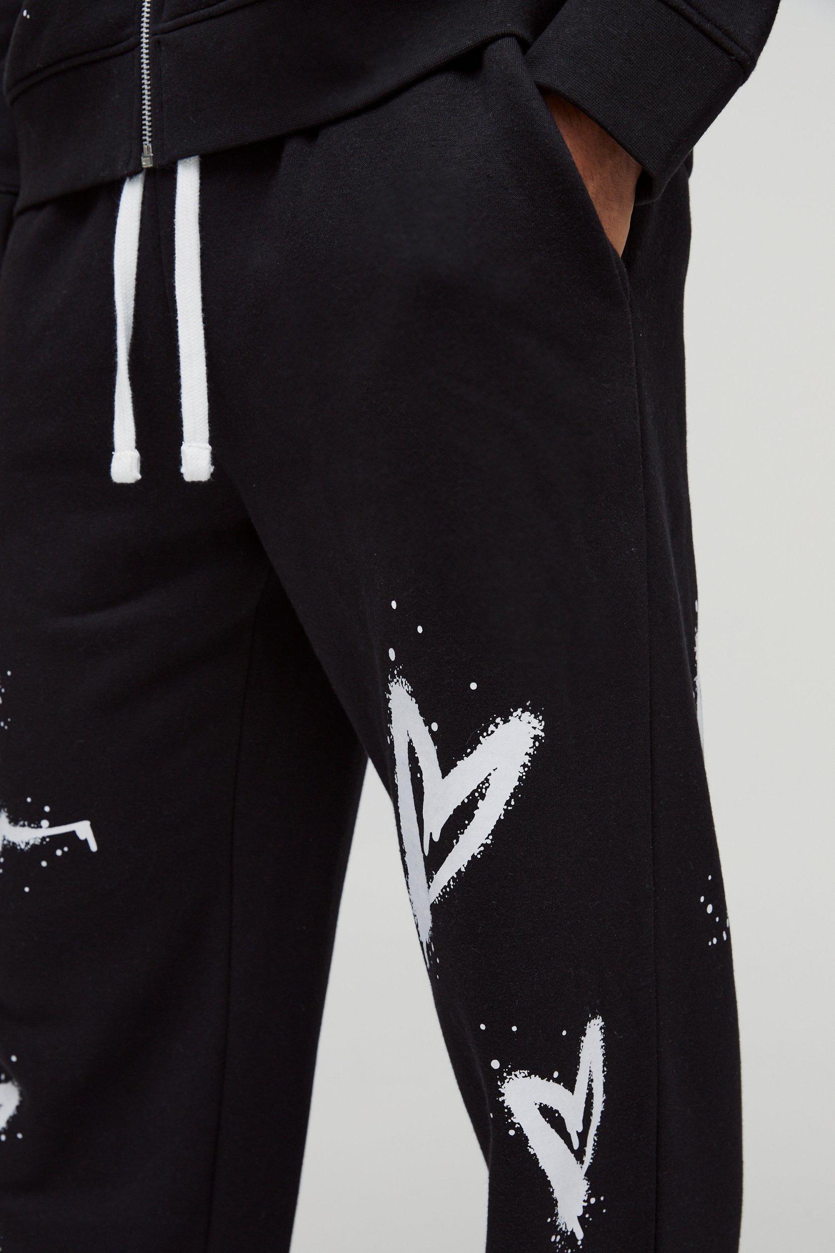 Relaxed Split Hem Heart Sweatpants | boohooMAN USA Product Image