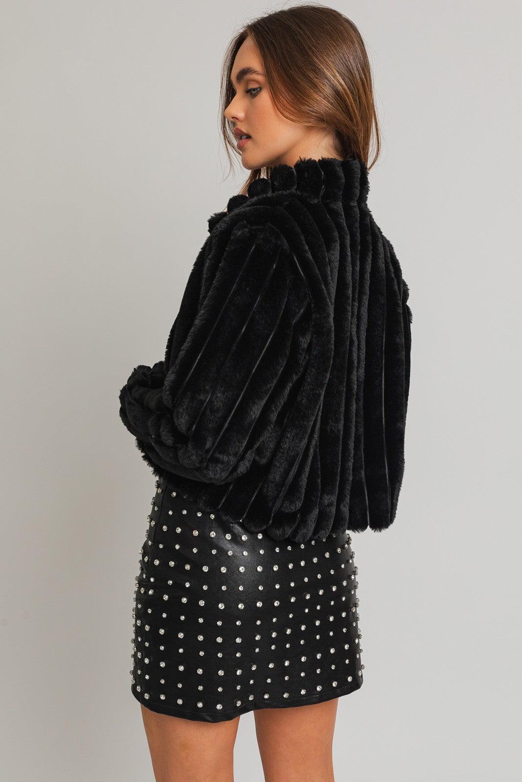 Faux Fur Crop Jacket Product Image