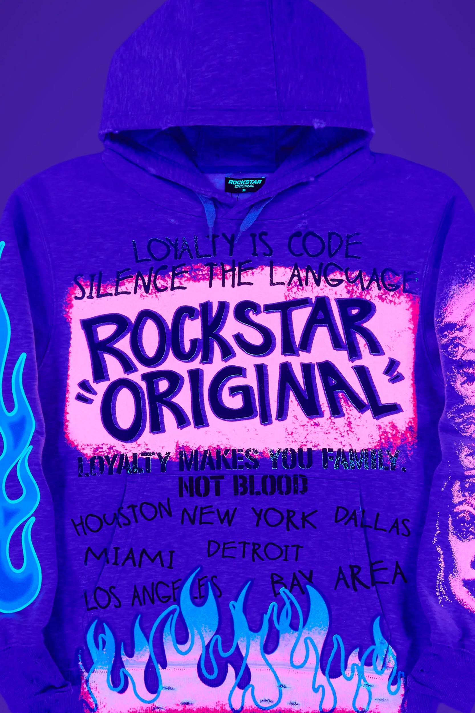 Beno Heather Grey Distressed Graphic Hoodie Male Product Image