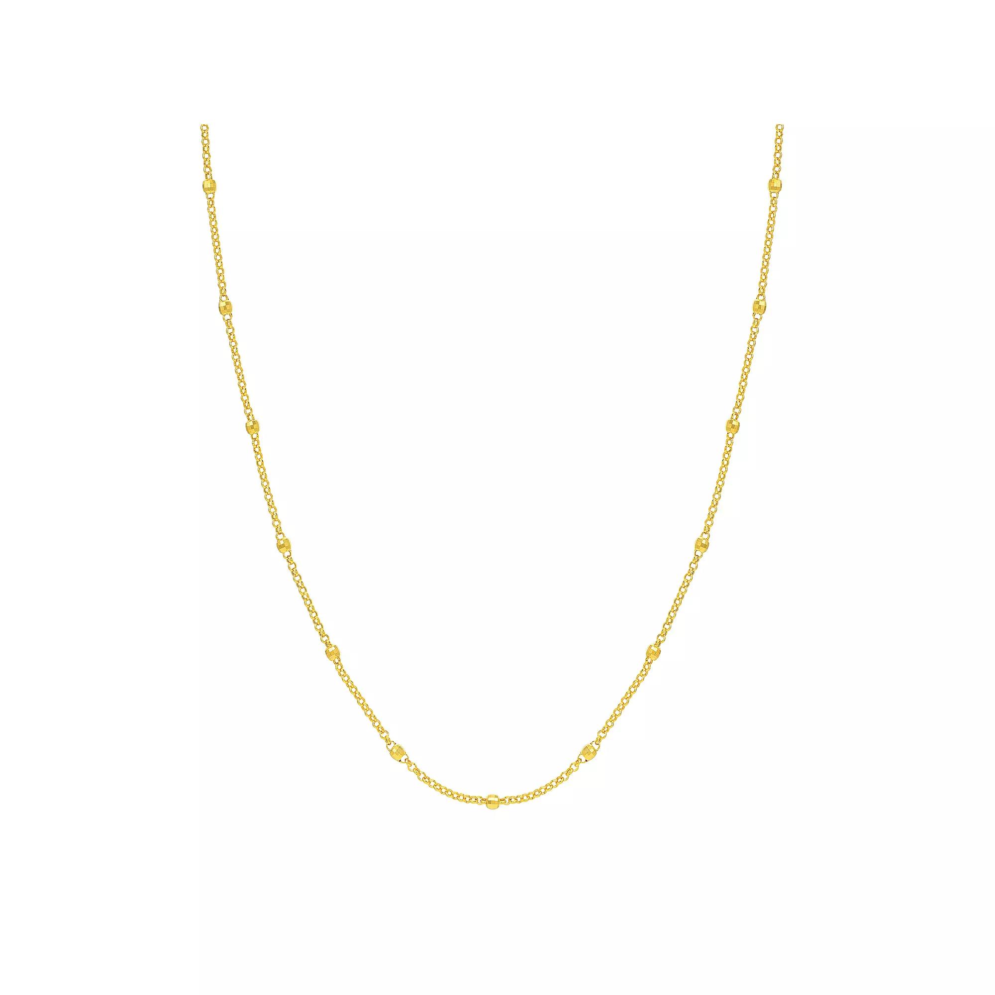 14k Gold Textured Bead Station Necklace, Women's, Size: 18" Product Image