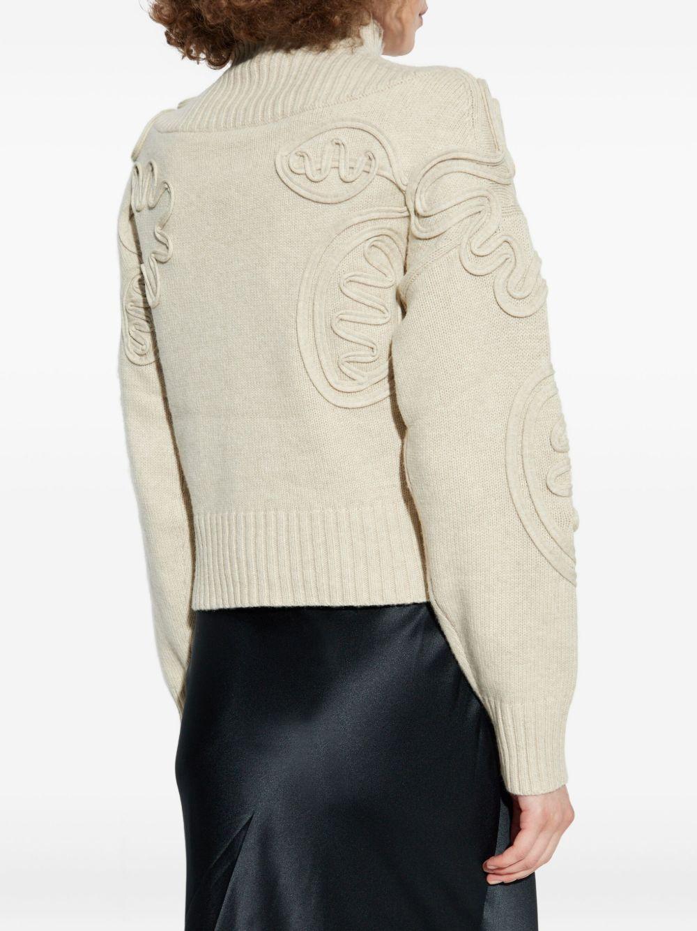 floral-applique mock-neck sweater Product Image