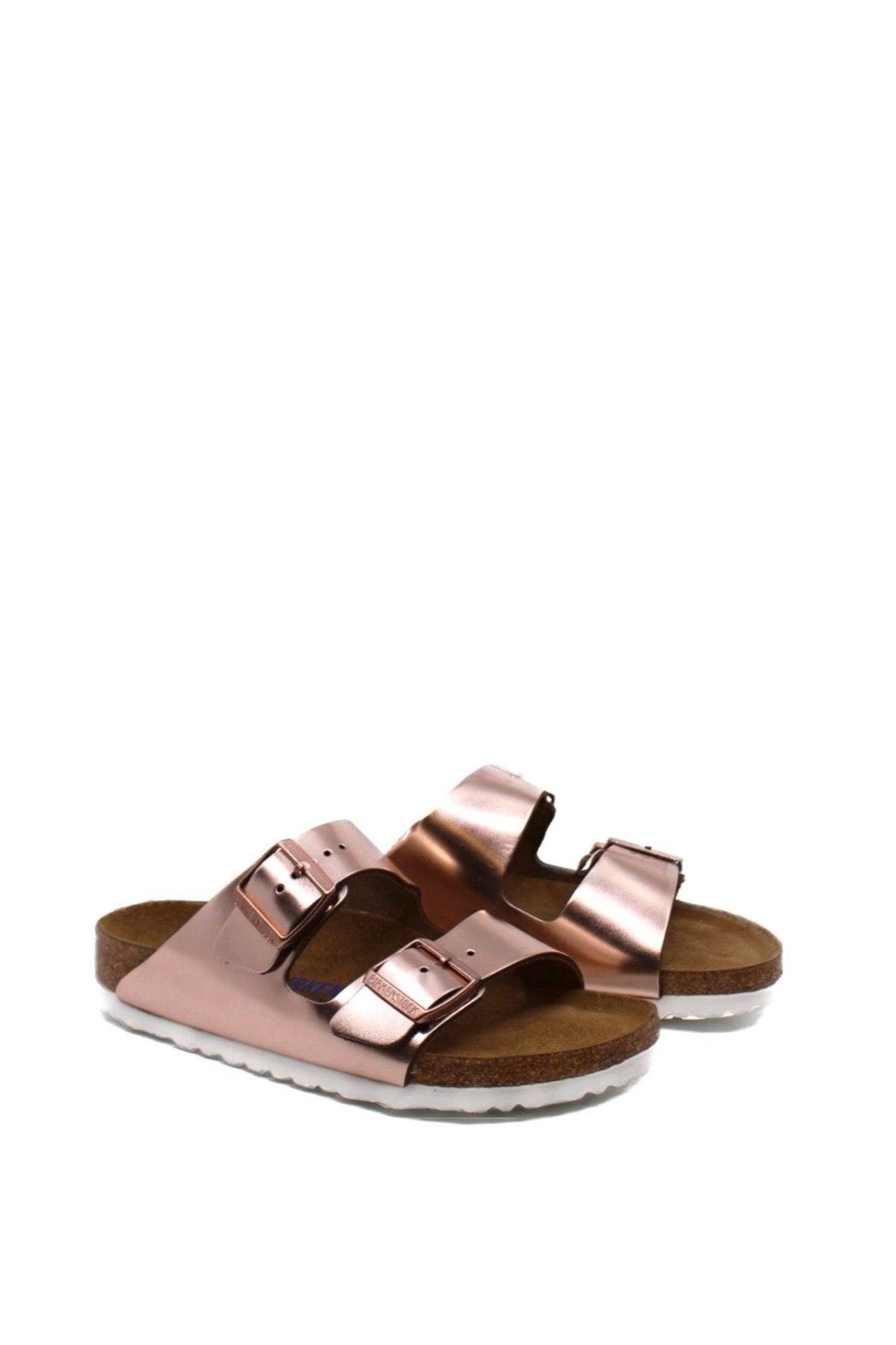 Birkenstock Arizona Metallic Copper Leather Soft Footbed Narrow Product Image
