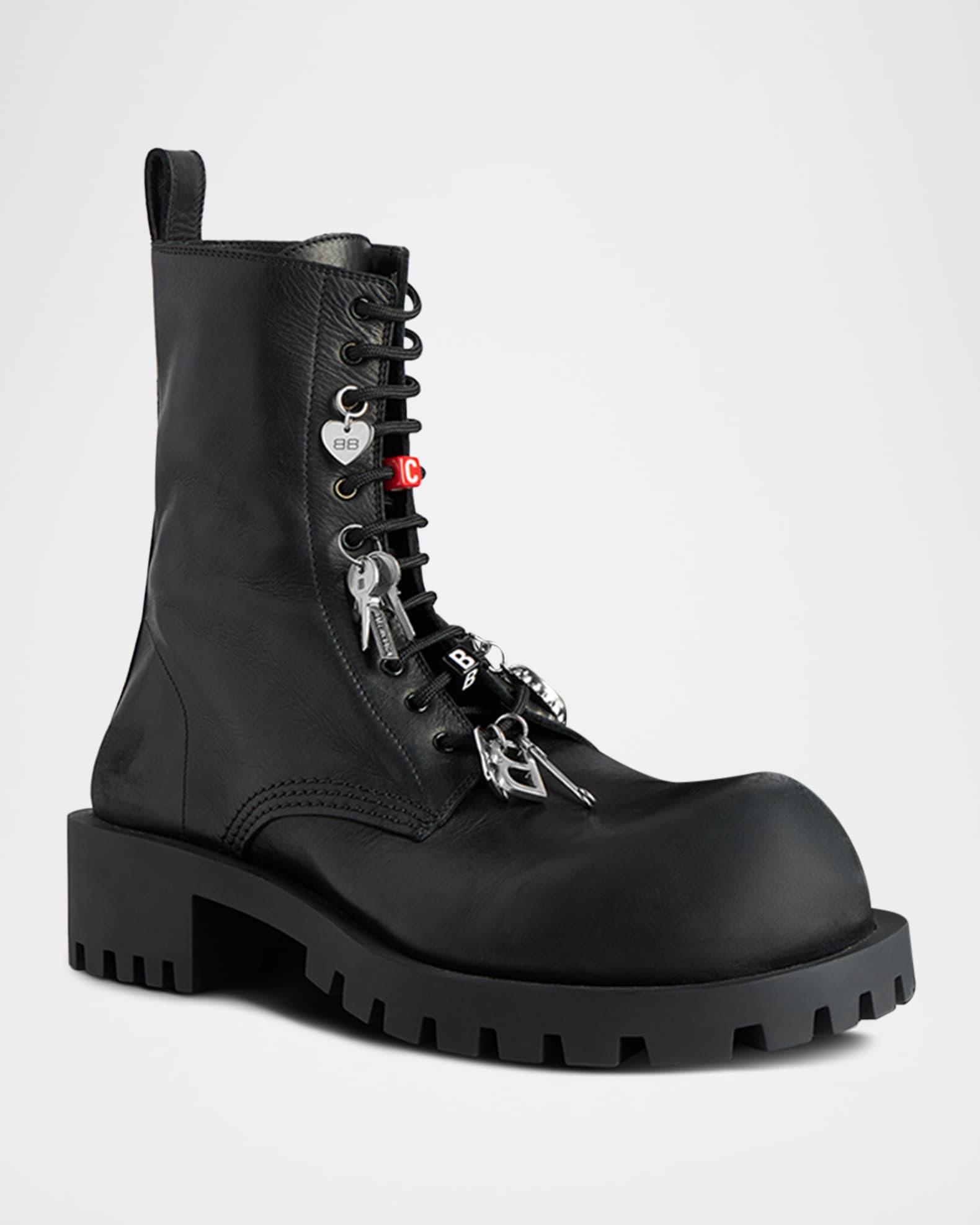 Men's Hummer Leather Lace-Up Booties with Charms Product Image