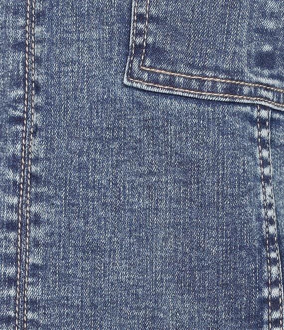 Tru Luxe Jeans Denim Collared Split Neck Short Sleeve Shirt Product Image