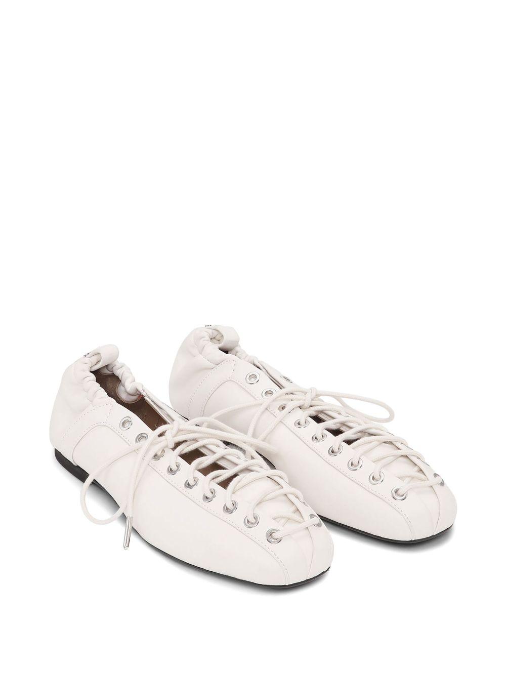 lace-up leather ballerina shoes Product Image