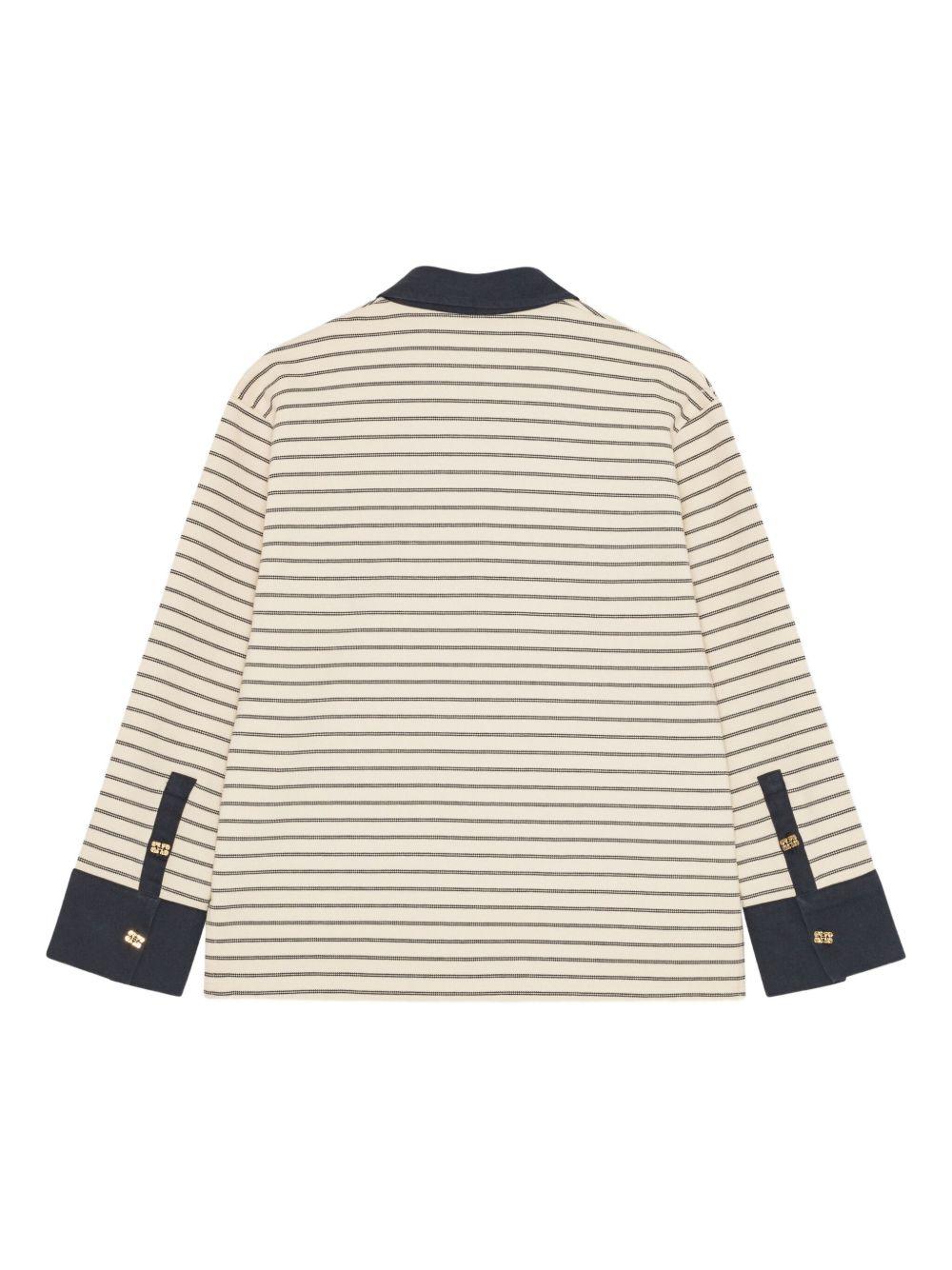 striped long-sleeve polo shirt Product Image