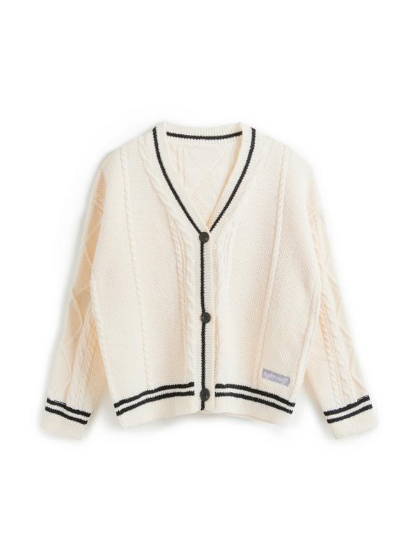 Oversize Star Embroidered Cable Knit Cardigan Product Image