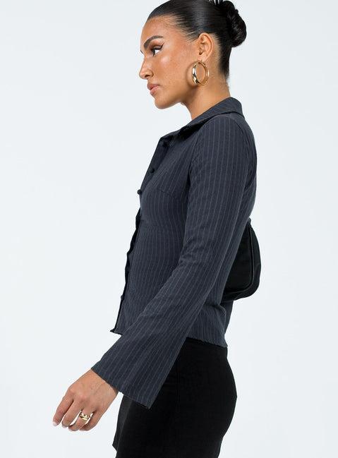 Anni Pinstripe Shirt Black Product Image