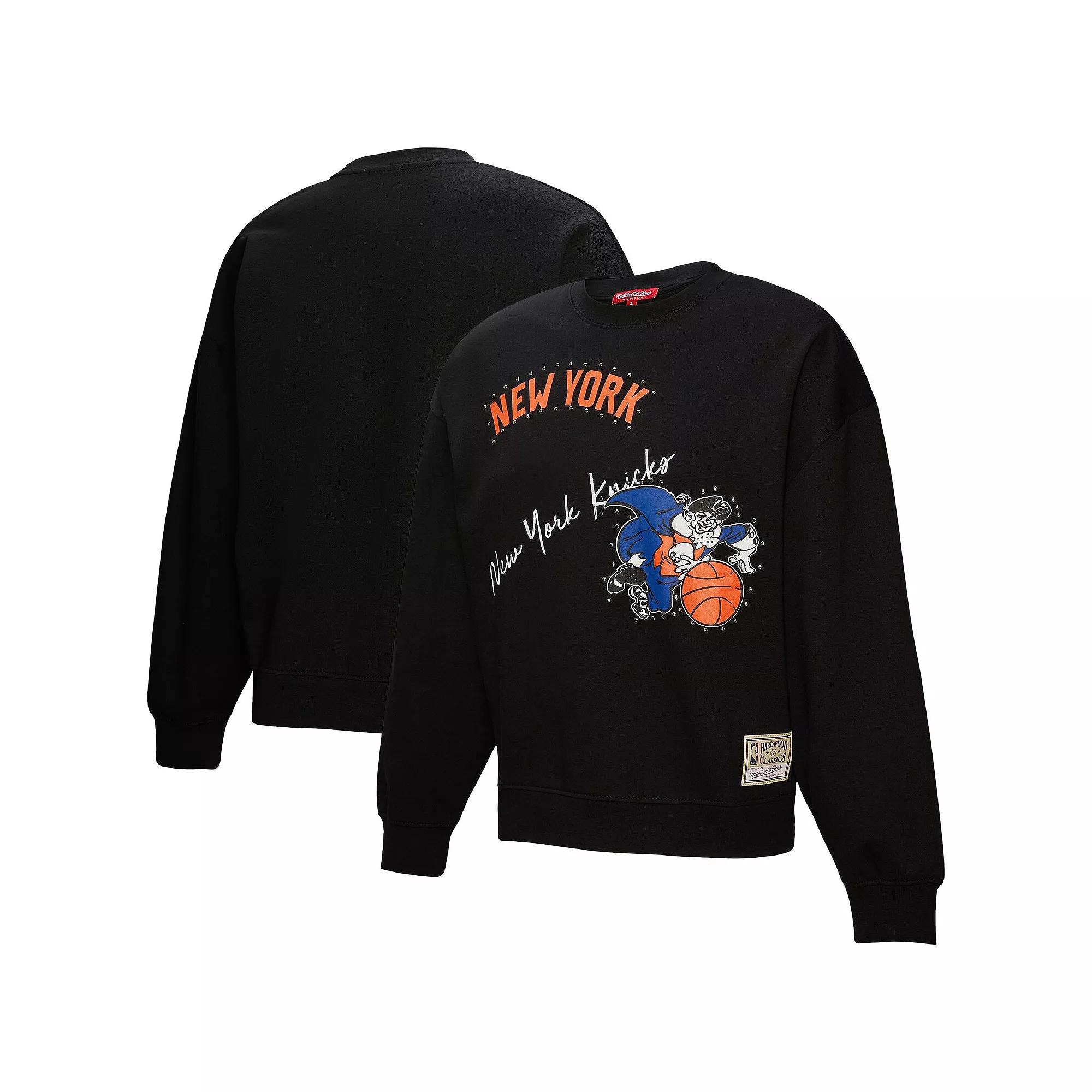 Women's Mitchell & Ness Black New York Knicks Hardwood Classics Home Team Pullover Sweatshirt,  Product Image
