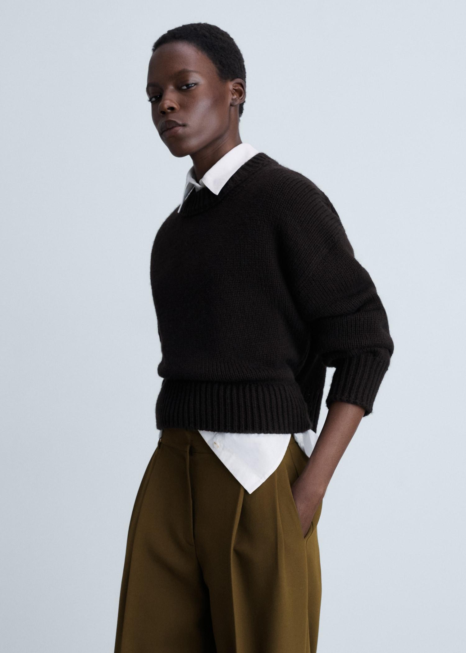 V-neck knit sweater - Women | MANGO USA Product Image