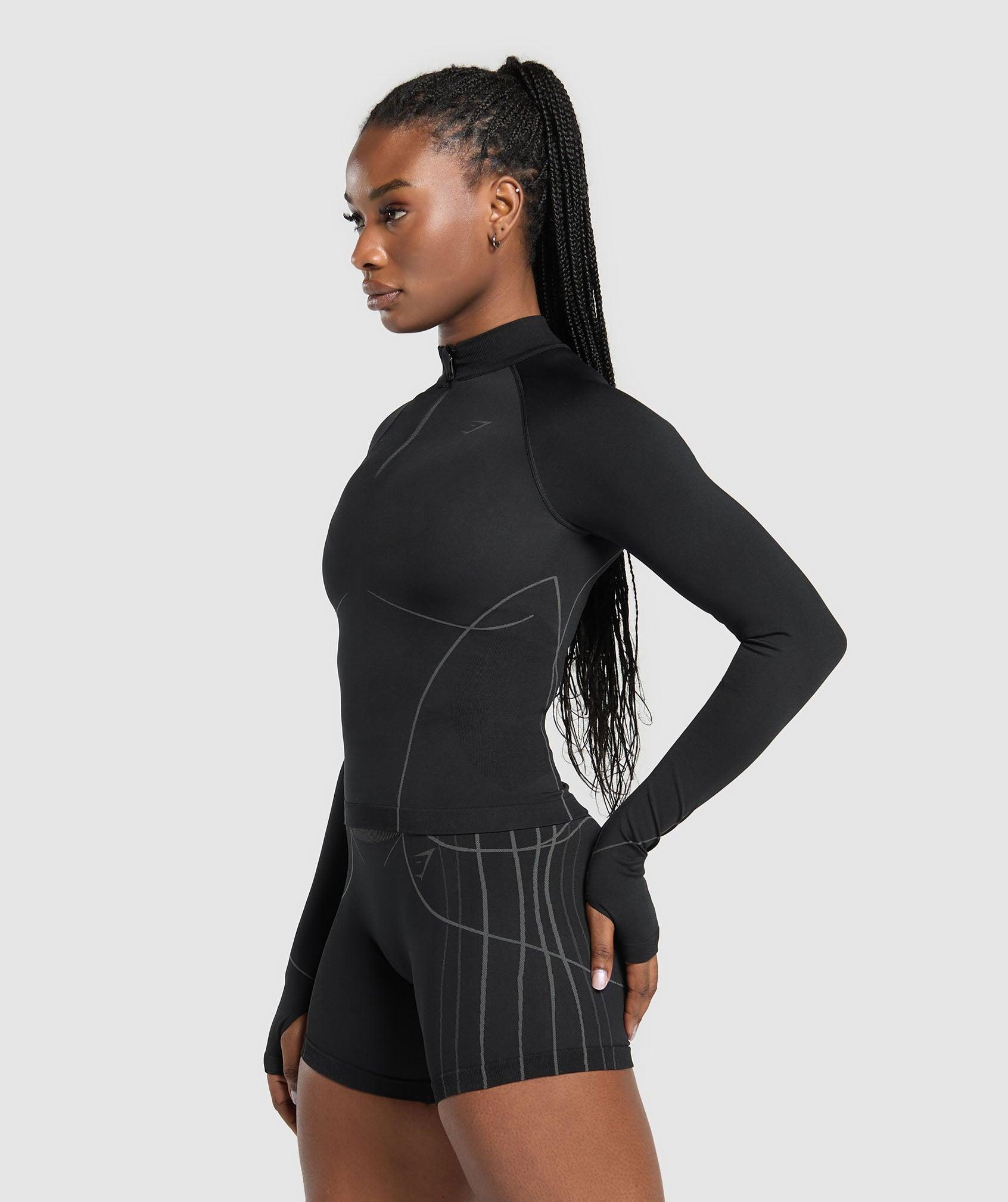Gymshark Apex Seamless 1/4 Zip Pullover - Black/Graphite Grey Female Product Image
