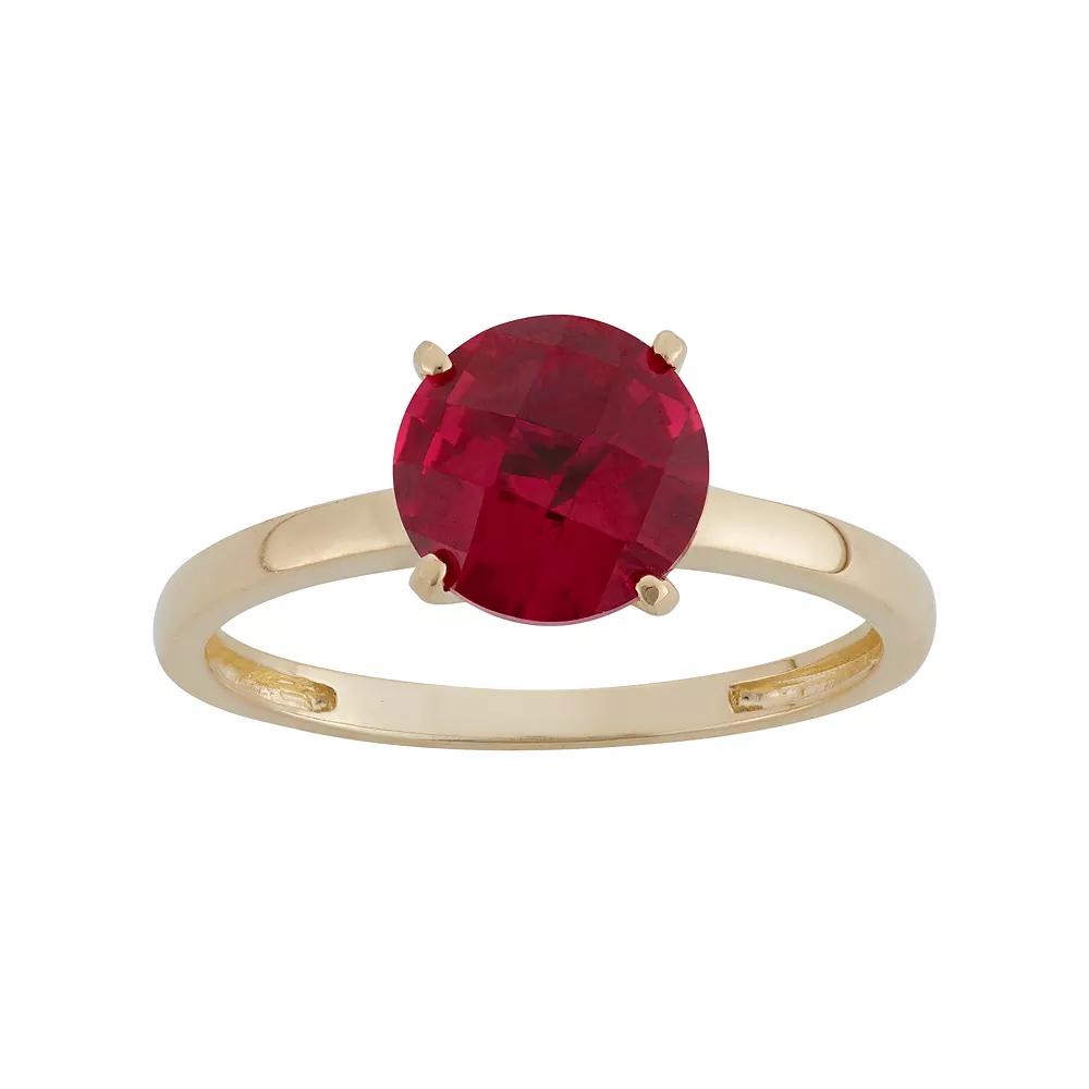 Designs by Gioelli Lab-Created Ruby 10k Gold Ring, Women's, Size: 5, Red Product Image