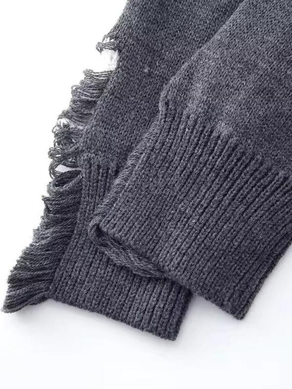 Men's Frayed Star Tattered Design Sweater Product Image