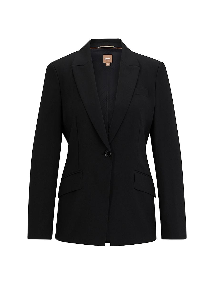 Womens Regular-Fit Jacket In Virgin Wool With Slit Cuffs Size 0 Product Image