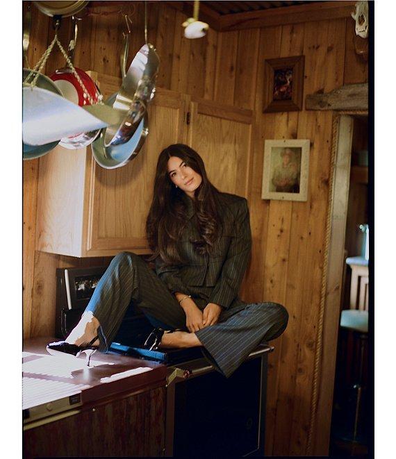 Gianni Bini x Sydney Silverman The Drew Stripe Suiting Long Sleeve Coordinating Cropped Blazer Product Image