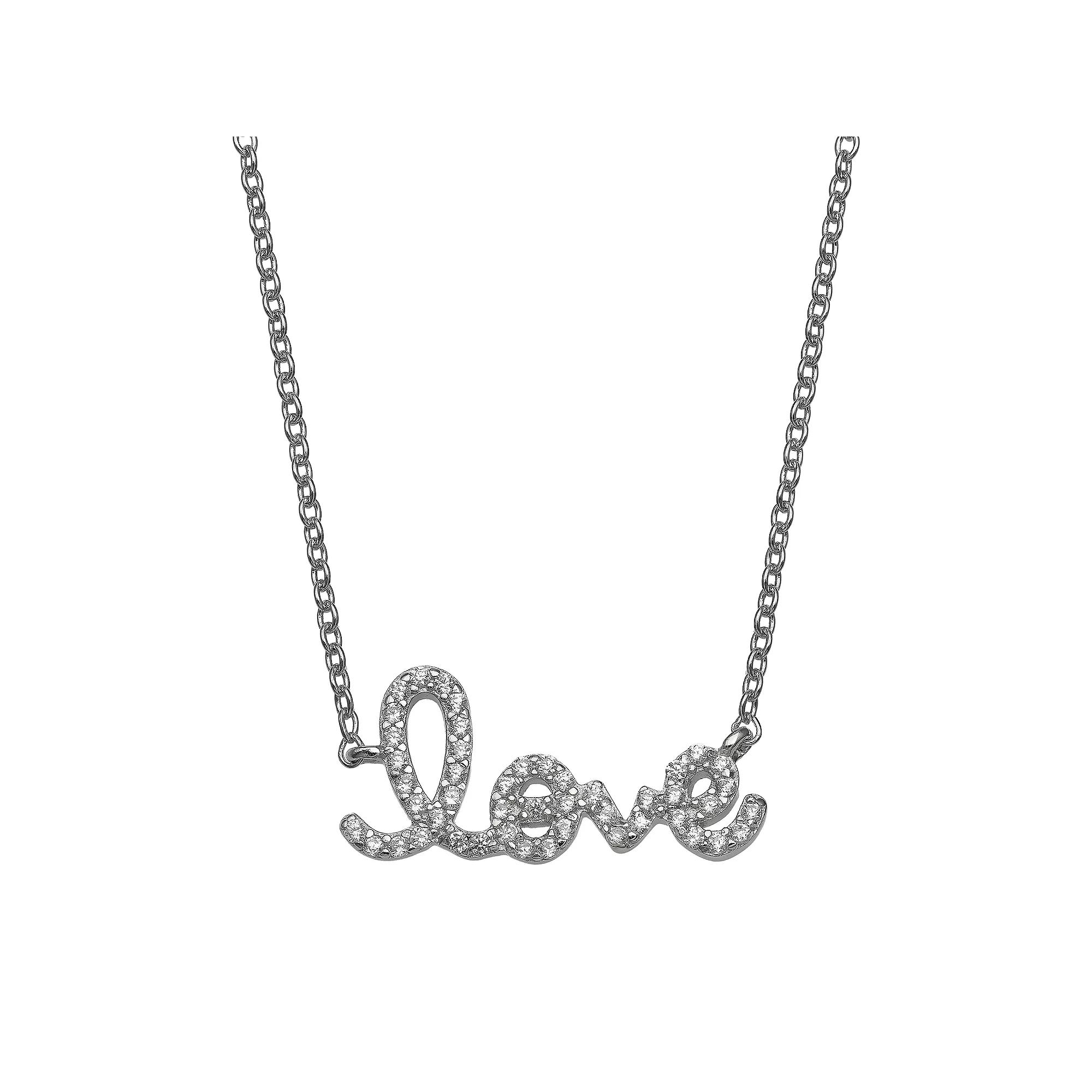 PRIMROSE Sterling Silver Cubic Zirconia Love Necklace, Women's, Size: 18", Silver Tone Product Image