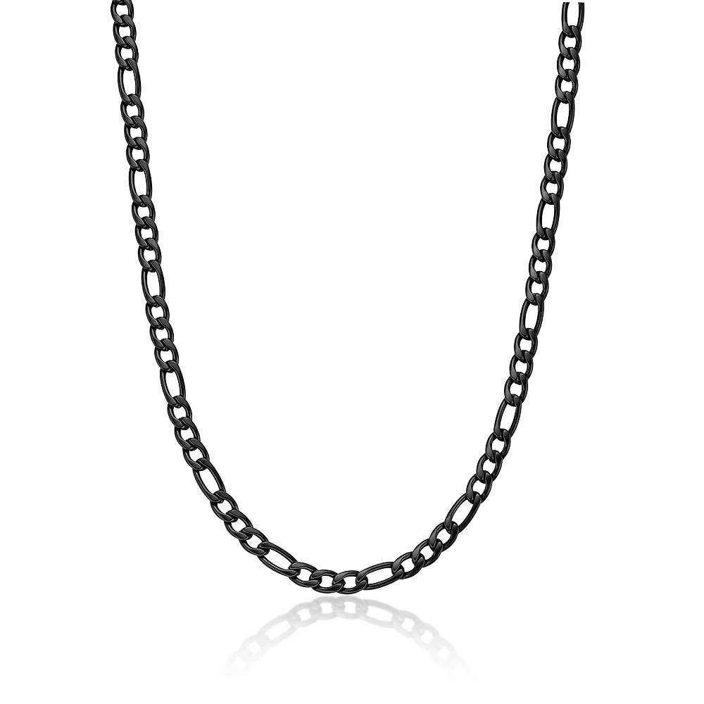 Men's LYNX Stainless Steel 6 mm Figaro Chain Necklace, Size: 18", Black Product Image