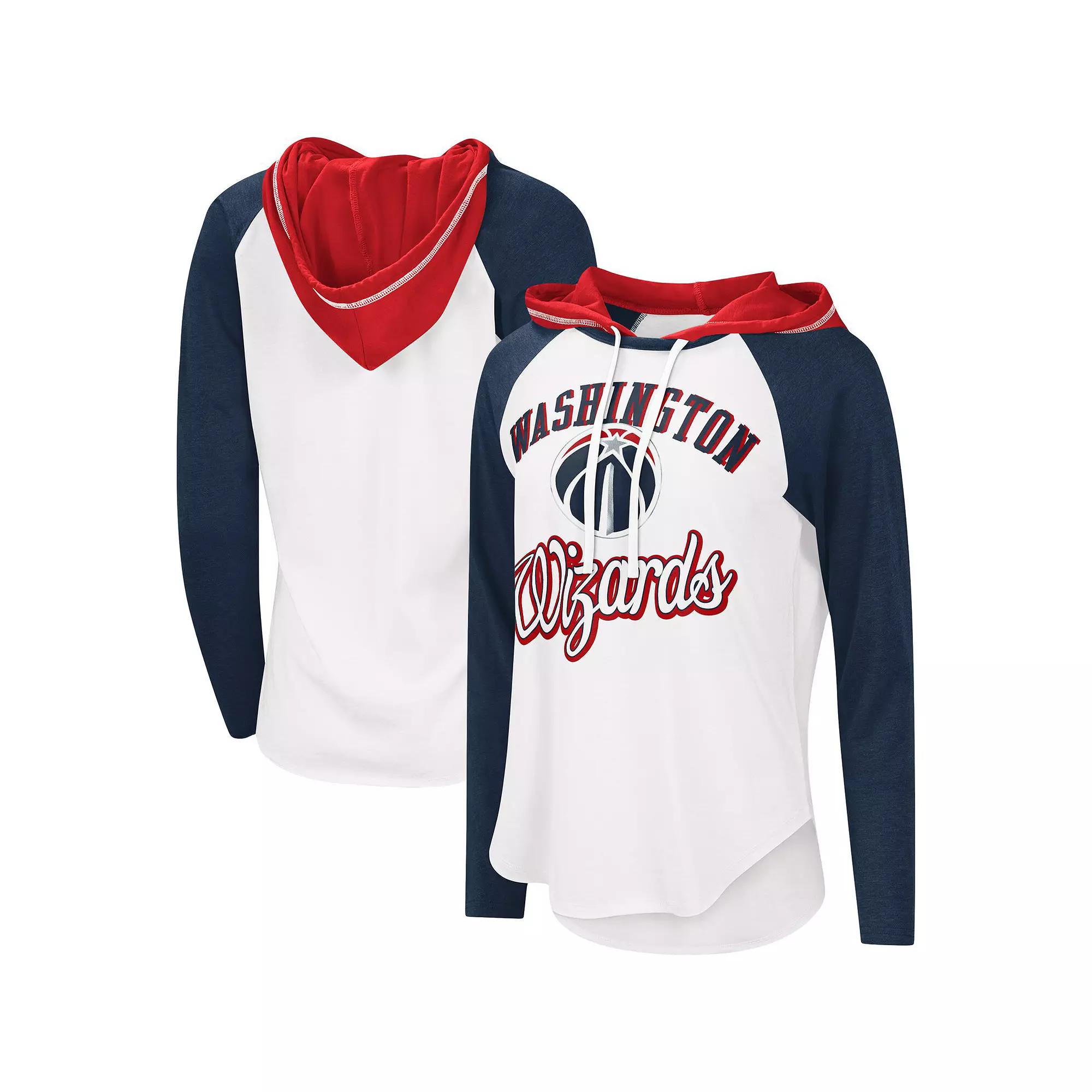 Women's G-III 4Her by Carl Banks White Washington Wizards MVP Raglan Hoodie Long Sleeve T-Shirt, Size: Medium, Wiz White Product Image